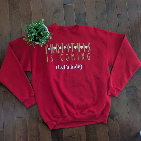 3/$20 "IT'S CHRISTMAS, LET'S HIDE!" VINTAGE CREWNECK SWEATSHIRT - Picture 1 of 3